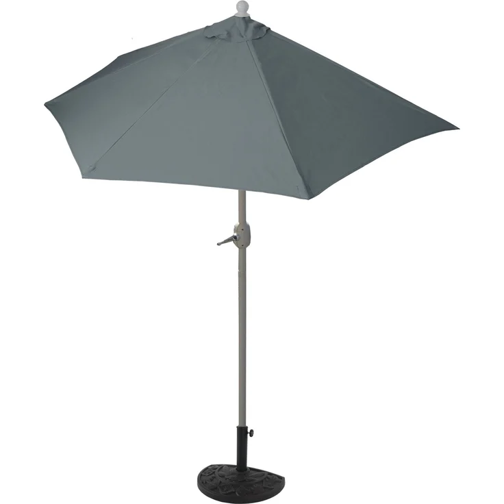 MCW Sonnenschirm Lorca Halbrund, 3m mit UV-Schutzfaktor 50+, anthrazit, inkl. Ständer und Kurbelöffnung