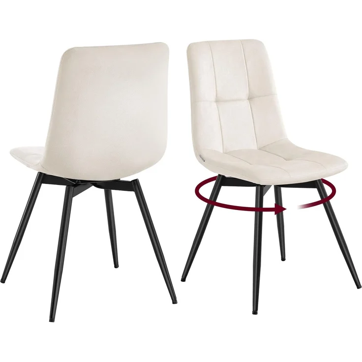 VASAGLE Esszimmerstühle, 360° Drehbar, aus Samt, Ergonomische Polsterstühle, 2er Set, 43 x 52 x 83 cm, für Esszimmer und Wohnzimmer, Cappuccino-Beige, TYRA Kollektion KDC197L101