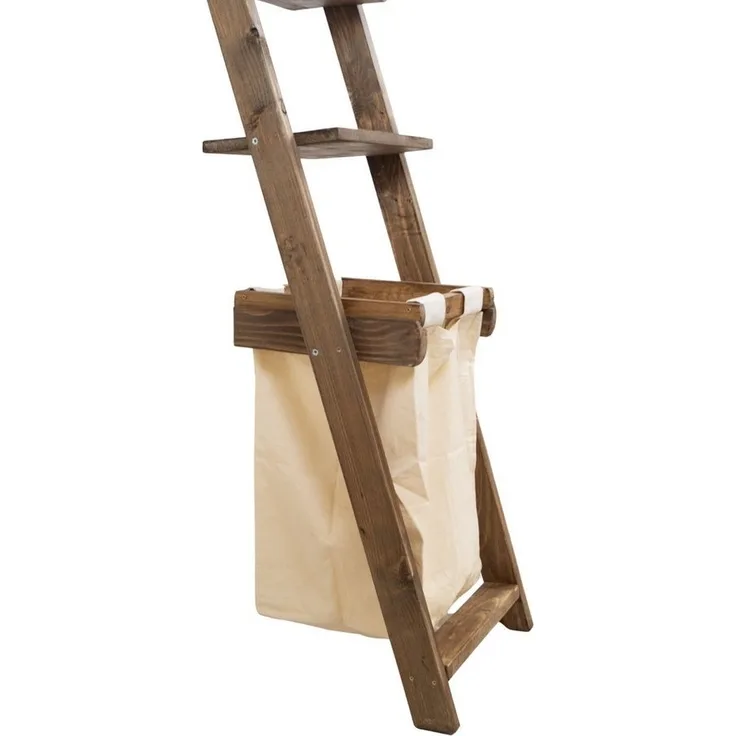 Kistenkolli Altes Land Allzweckkiste Vintage Wäscheleiter in braun 175cm Wäschekorb Dekoleiter (Spar-Set)