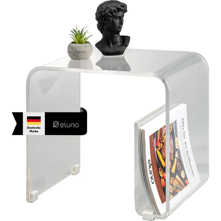 eluno Beistelltisch 2in1 aus Acryl mit Magazinhalter (1-St) – Bild 1