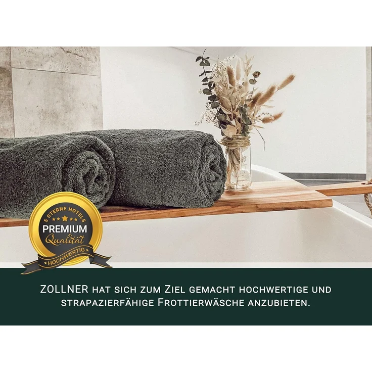 ZOLLNER Badetücher, Glattvelours (2-St), 100x150 cm, 100% Baumwolle, vom Hotelwäschespezalisten, Anthrazit – Bild 5