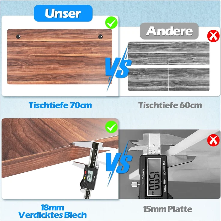 Elektrisch höhenverstellbarer Schreibtisch, Memory-Funktion, USB-Anschluss, Kabelmanagement, Holzwerkstoff / Metall, Walnuss, 160 x 80 cm, Höhe 72-118 cm – Bild 4