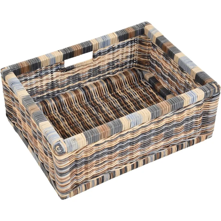 Krines Home Regalkorb 2er Set Regalkorb Aufbewahrungskorb Korb geflochten Rattan Korbset (2-teiliges Set), ca. 43 x 32 x 17,5 cm Aufbewahrung Regal Schrankkorb – Bild 3