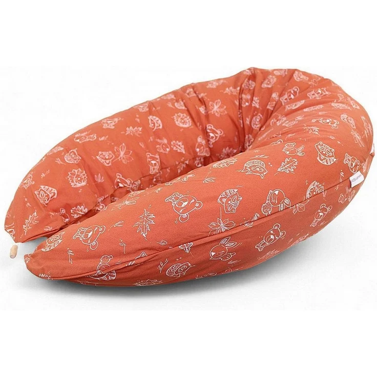 HOBEA-Germany Stillkissen 190x76 cm XXL Lagerungskissen Schwangerschaftskissen für Baby und Erwachsene Seitenschläferkissen Stillkissen mit Bezug aus Bio Baumwolle (Waldbewohner rostrot) – Bild 5