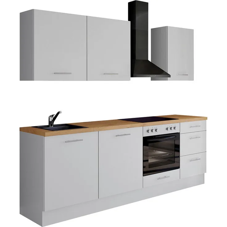 Impuls Küchenleerblock IP 3150, Weiß, Metall, 3 Schubladen, 230 cm, vormontierter Korpus, Made in Germany, seitenverkehrt erhältlich