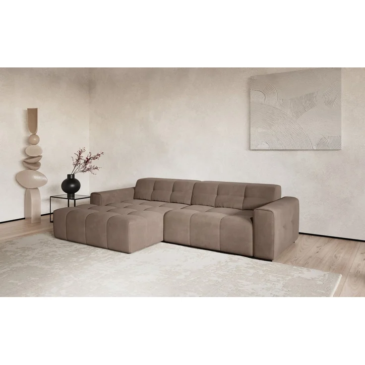 COTTA Ecksofa Sento L-Form, B: 280 cm, Chenille-Struktur, XXL Recamiere B: 133 cm, mit elektrische Sitztiefenverstellung, kubisch, bequemer Sitz – Bild 1
