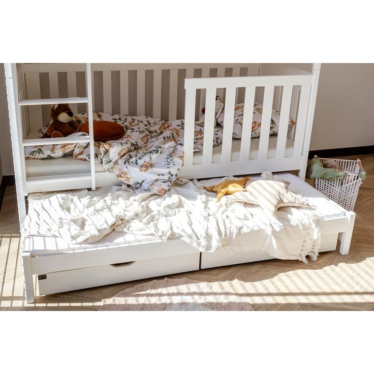 Kids Collective Etagenbett Kinderbett Hochbett 80x180, 90x200 cm mit Ausziehbett Lattenrost, Ausziehfunktion, 2 Schubladen, extra hoher Rausfallschutz, 200x90 cm – Bild 7