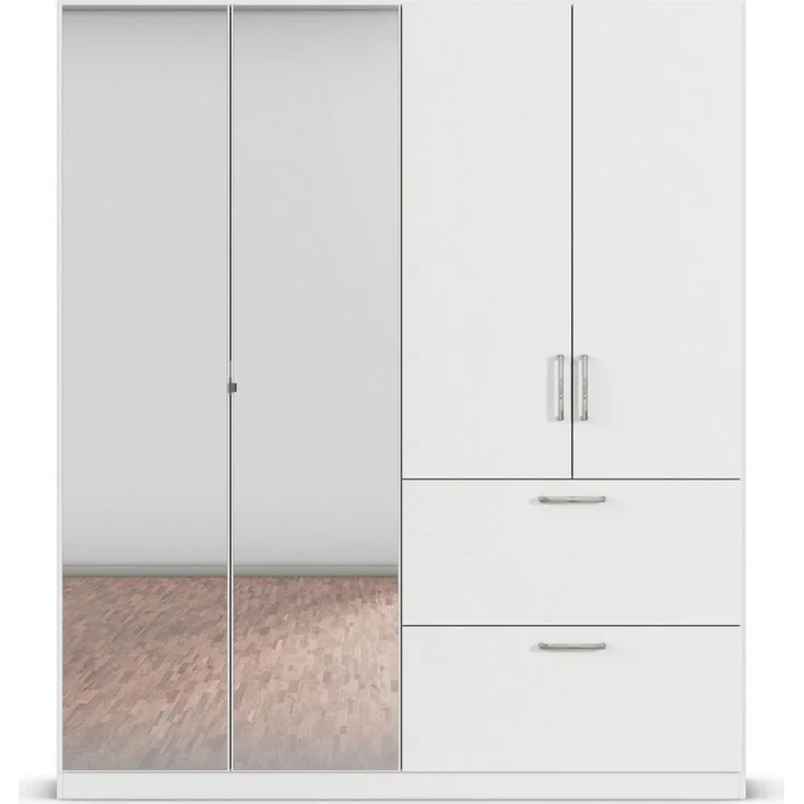 rauch Drehtürenschrank Kleiderschrank Schrank Garderobe Schlafzimmerschrank PADUA voll aufgelegte Spiegeltüren, zwei große Schubladen MADE IN GERMANY – Bild 4