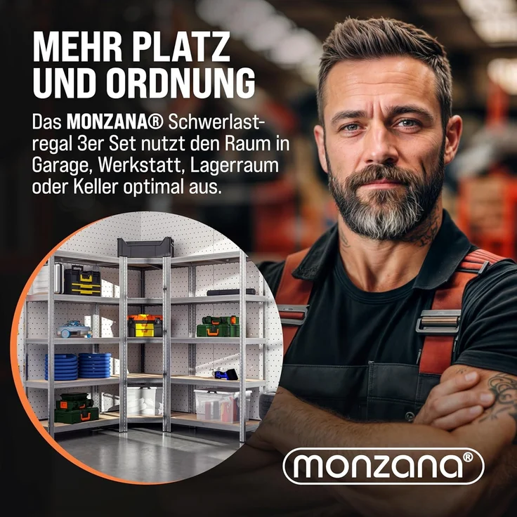 monzana Schwerlastregal, 3er Set Eckregal 2625 kg 15 MDF-Platten Regal Lagerregal Kellerregal – Bild 7