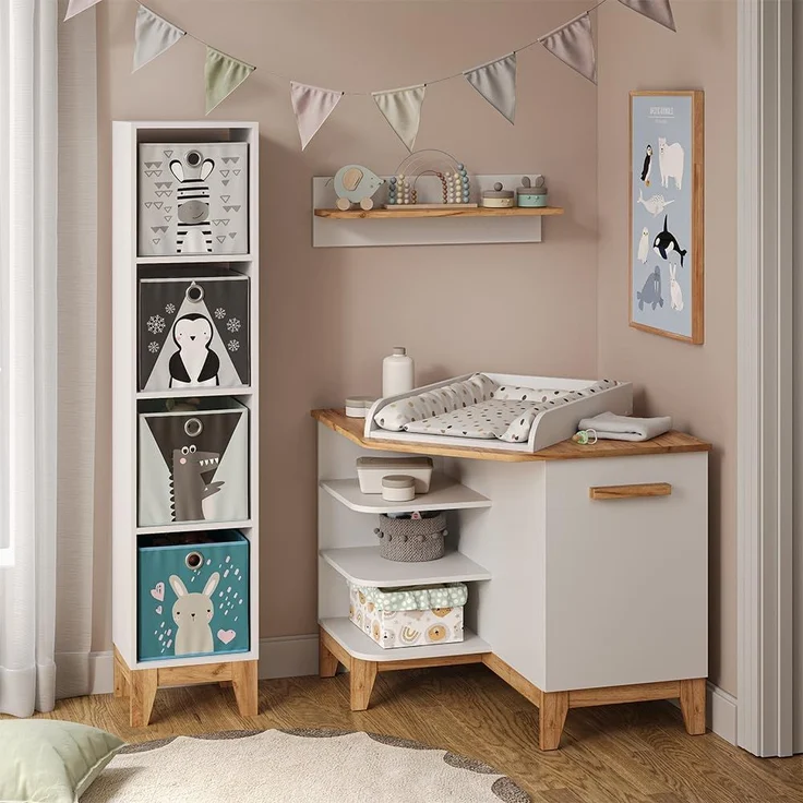 Wickelkommode Malia Weiß/Artisan 85 x 85.2 cm mit Tür Vitalispa – Bild 1