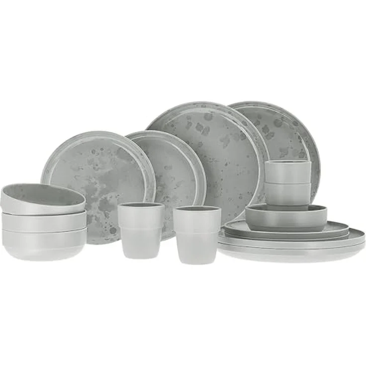 Travellife Geschirr-Set Melamin Geschirr Set Palma Camping, Melamin, Reise Keramik Optik 16 teilig – Bild 1
