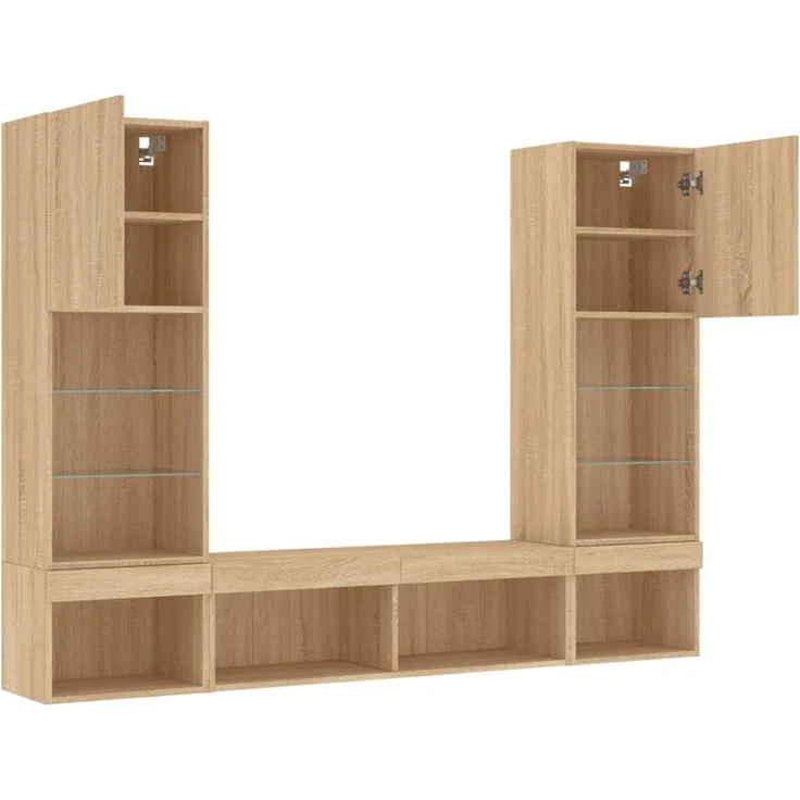 vidaXL 5-tlg. Wohnwand mit LED-Beleuchtung Sonoma-Eiche Holzwerkstoff 3216692 – Bild 6