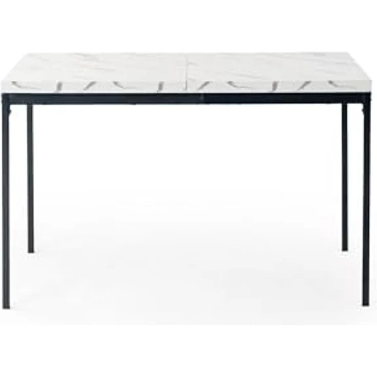FurnitureR Esstisch 120cm Heller Luxus-Marmoreffekt-Küchentisch mit Hochleistungsmetallbeinen Moderner hölzerner rechteckiger Esstisch für 4-6 Person Esszimmer Restaurant Apartments, weißer Marmor – Bild 7