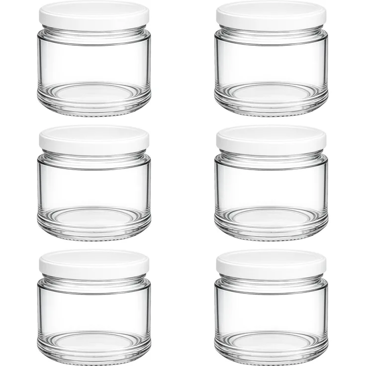hocz 6x Marmeladengläser 200 ml | mit Deckel Weiß TO 66 | Einmachgläser mit Schraubdeckel zum befüllen | Sturzgläser für Marmelade Schraubgläser | leere Gläser Set | 6 Stück