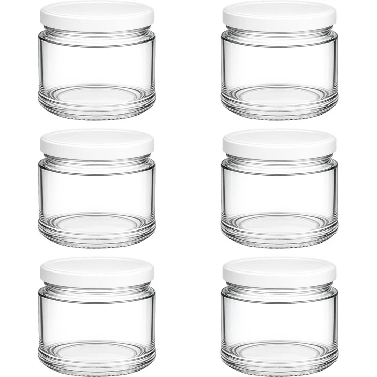 hocz 6x Marmeladengläser 200 ml | mit Deckel Weiß TO 66 | Einmachgläser mit Schraubdeckel zum befüllen | Sturzgläser für Marmelade Schraubgläser | leere Gläser Set | 6 Stück