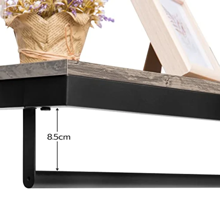 Hoobro Wandgarderobe mit Ablage, Wandregal mit 10 Haken und Stangen, 80 x 30 x 42 cm, Wandmontiertes Hängeregal für Flur, Wohnzimmer, Schlafzimmer – Bild 8