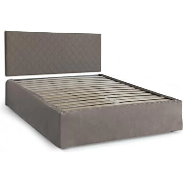 Talamo Italia - Clementina-Doppelbett, Kopfteilset aus Öko-Leder mit orthopädischer Basis und Volant, 100 % Made in Italy, geeignet für eine Matratze 160x190 cm, taubengrau – Bild 3
