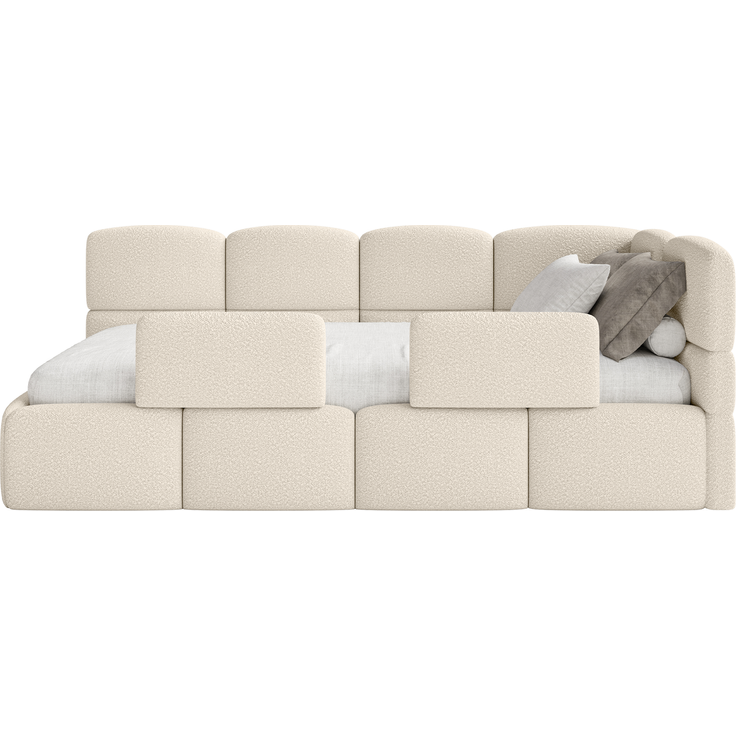 Selsey 'Cloudy' Kinderbett 120x200, Kopfteil rechts, Matratze & Bettkasten, Bouclé Hellbeige – Bild 6