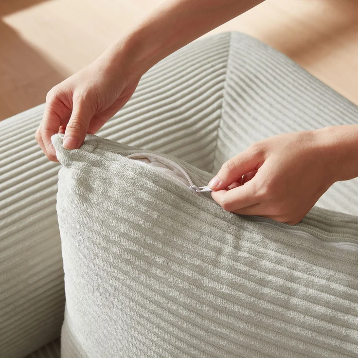 Schlafsofa in Beige mit Veloursbezug, Kaltschaum und modularer Funktion für 1 Person,59 x 195 x 89 cm – Bild 6