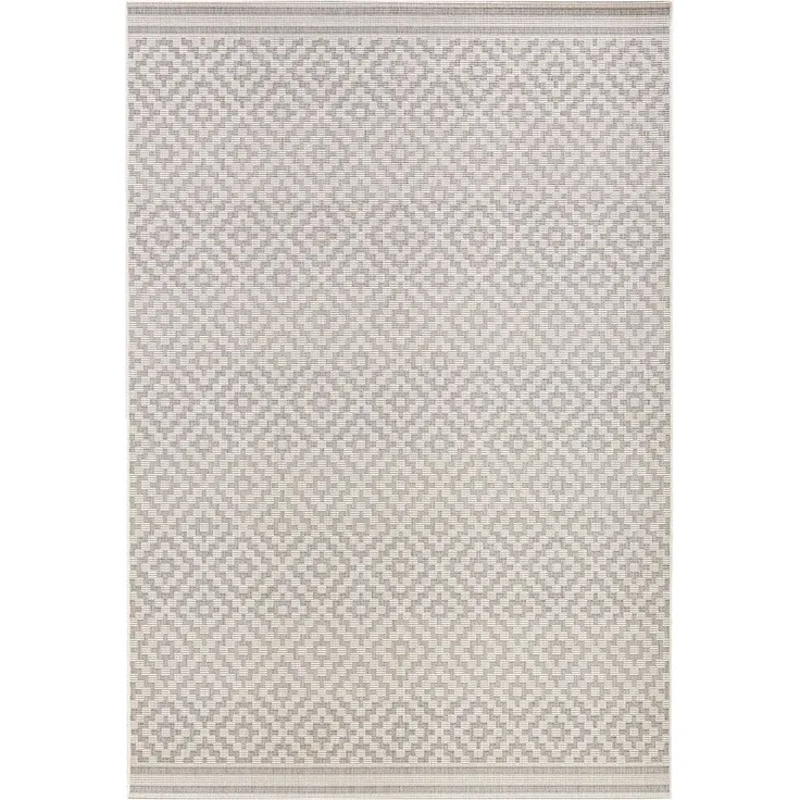 In- & Outdoor Teppich Raute grau/creme - 200x290x0,8cm