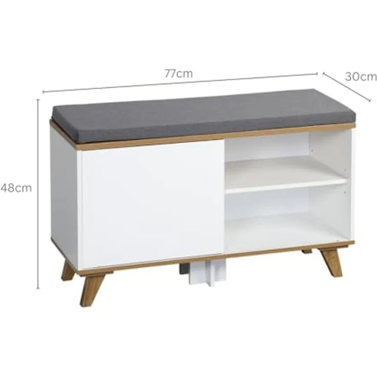KESPER 1594213 Schuhschrank mit Sitzkissen, weiß, 77 x 30 x 48 cm – Bild 3