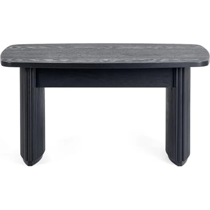 Julian Bowen Louis, kompakter, schwarzer, geriffelter Couchtisch, Eschenholz, 90x50 cm – Bild 3