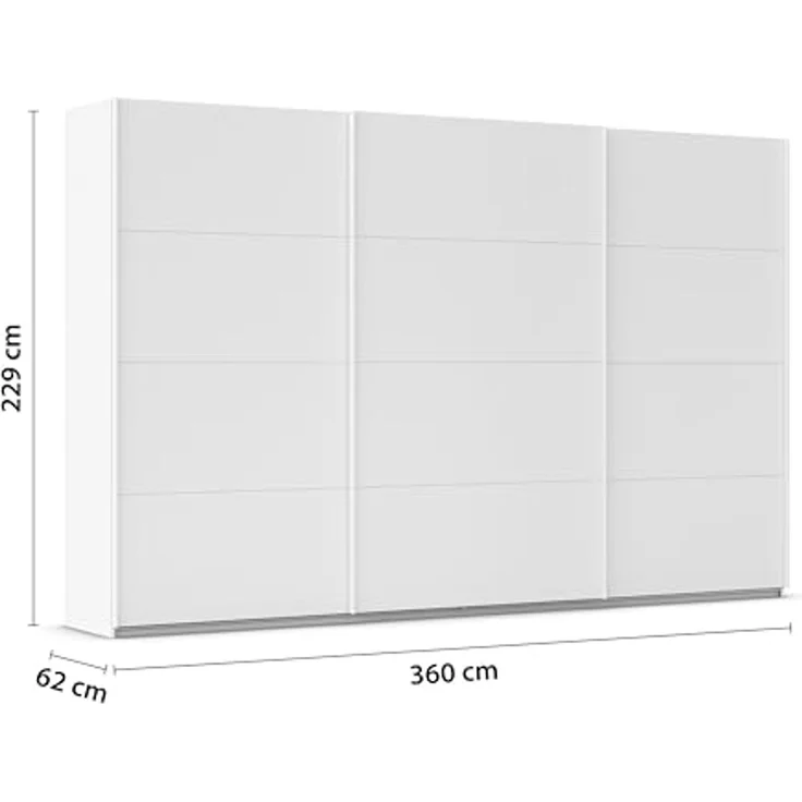 Rauch Möbel Kulmbach, Kleiderschrank mit Schwebetüren für Schlafzimmer, Kinderzimmer, Garderobe, Flur, 3-türig, mit Soft-Close-Funktion, Zubehör Premium, Farbe Weiß, Breite 360 cm – Bild 3
