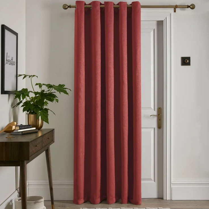 Fusion Ösenvorhang, Terrakotta, B 168 x L 214 cm, 1 Paneel, Thermo-Türvorhang für Schlafzimmer oder Wohnzimmer, Kollektion Strata, Terracotta