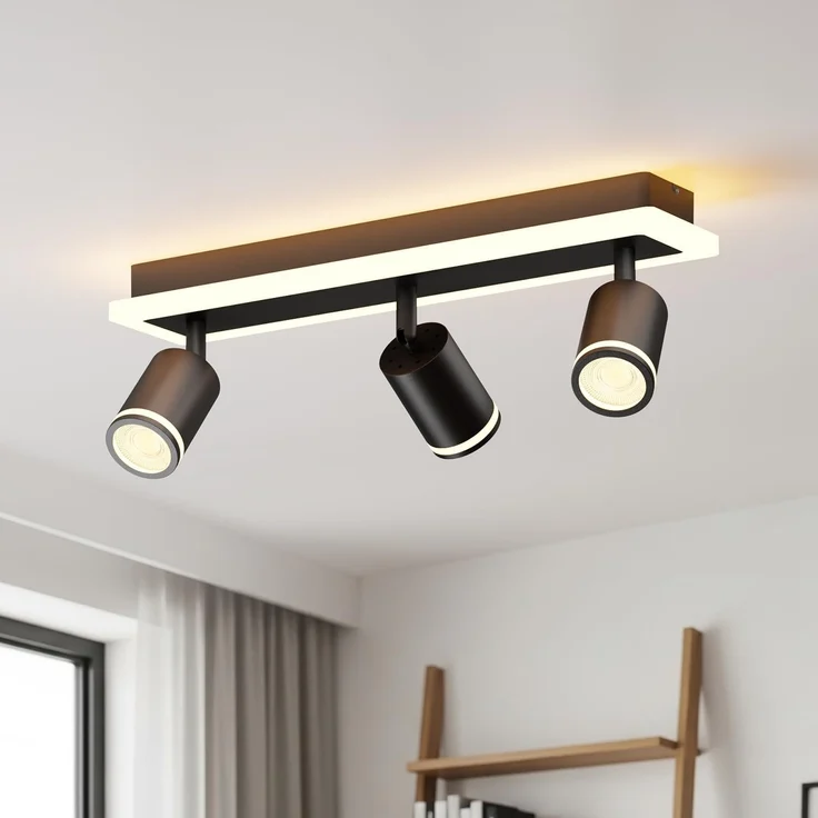 LVWIT LED Deckenstrahler Schwarz, Deckenlampe 3 Flammig Schwenkbar, GU10 Küchenlampe Deckenleuchte Srahler, Modern Deckenspot Lampe für Wohnzimmer, Schlafzimmer, Ohne Leuchtmittel – Bild 1