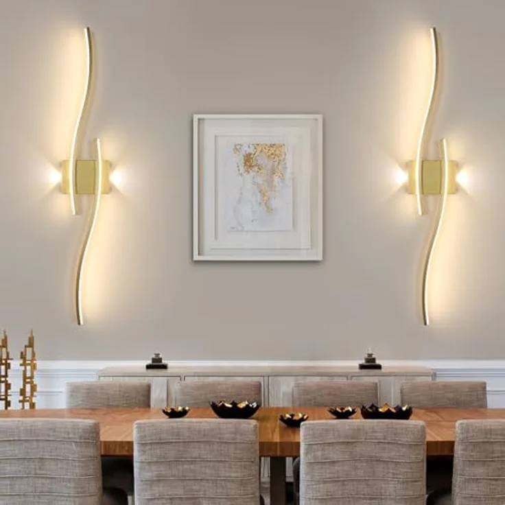 LED Wandleuchte Innen Gold, 89CM 29W Lange Wandlampe Dimmbar mit Fernbedienung 3000K-6500K, 2 Fimmige, Modern Wandlicht LED mit Memory-Funktion für Wohnzimmer Schlafzimmer – Bild 10