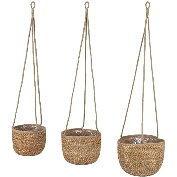 Spetebo Übertopf Seegras Blumenampel natur - 3er Set (Packung, 1 tlg), Geflochtene Boho Chic Blumentöpfe – Bild 1