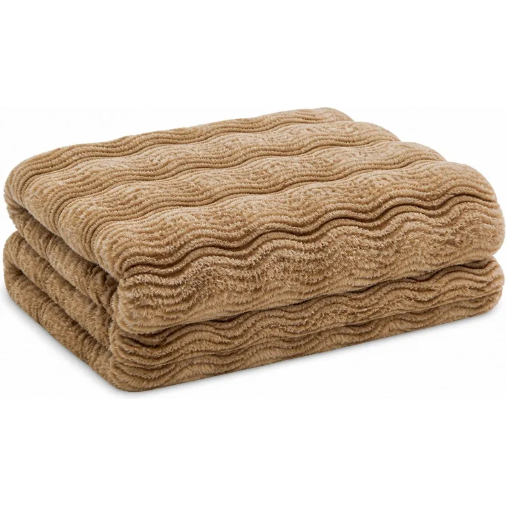 Flanell-Kuscheldecke extra weich und warm Khaki 2 x 2.3 m