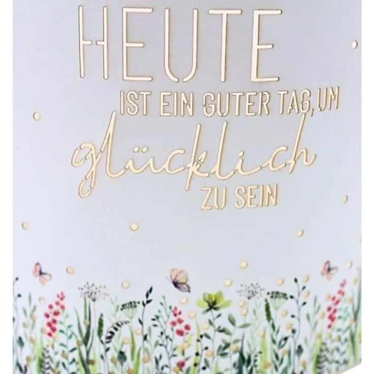 Dekohelden24 Poesielicht Nachtlicht Stimmungslicht mit Timer Batteriebetrieben Motiv: Heute ist ein guter Tag, um glücklich zu sein - L/B/H 13 x 5 x 16 cm. – Bild 2
