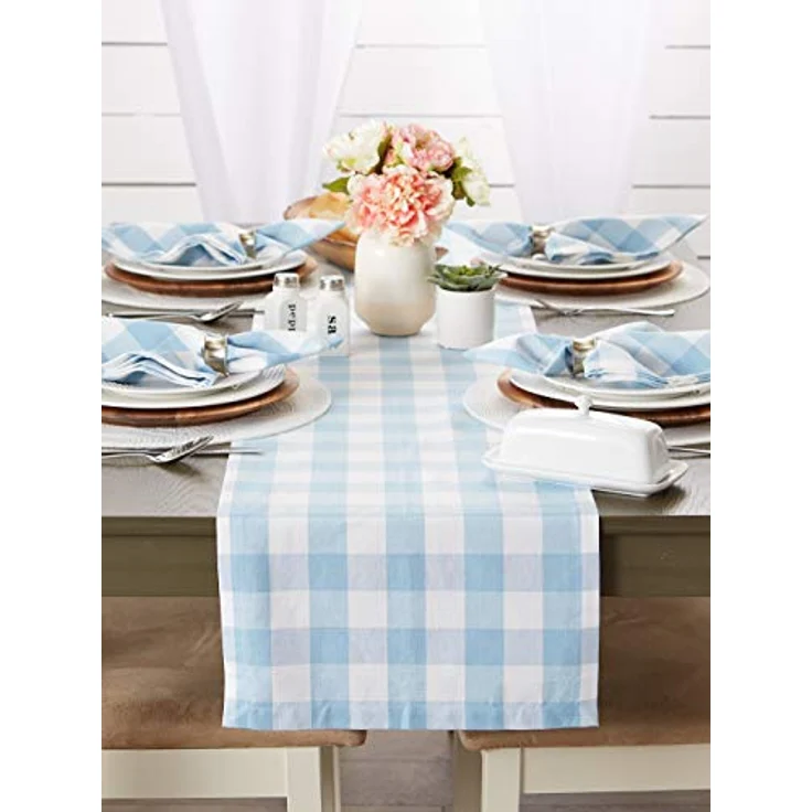 DII Buffalo Check Collection Tischläufer, 35,5x182,9 cm, Hellblau/Weiß – Bild 7
