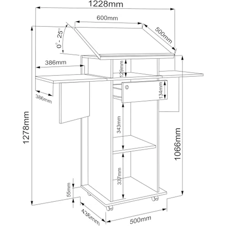 VCM Stehpult Holz Stehpult Rednerpult Stehtisch Rollen Salia – Bild 3