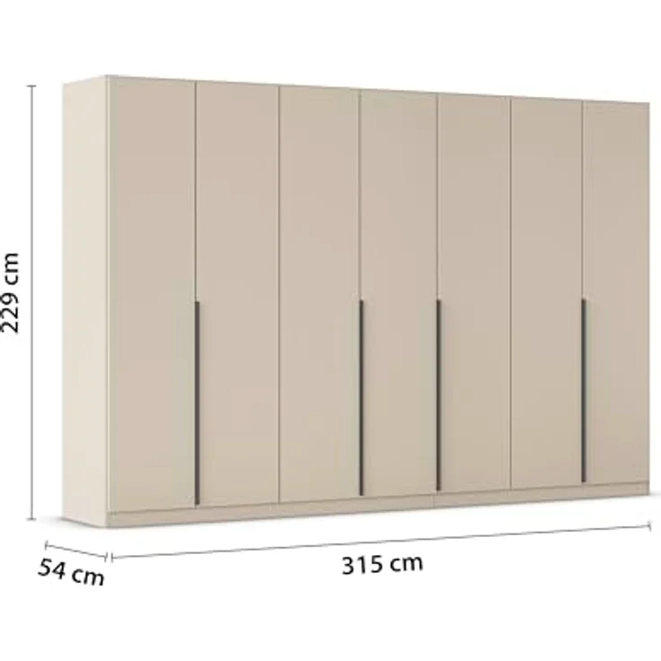 Rauch Möbel Alabama, Kleiderschrank für Schlafzimmer, Kinderzimmer, Wohnzimmer, Garderobe, Flur, 7-türig, mit Zubehör Premium, Farbe Beige, Breite 315 cm – Bild 3