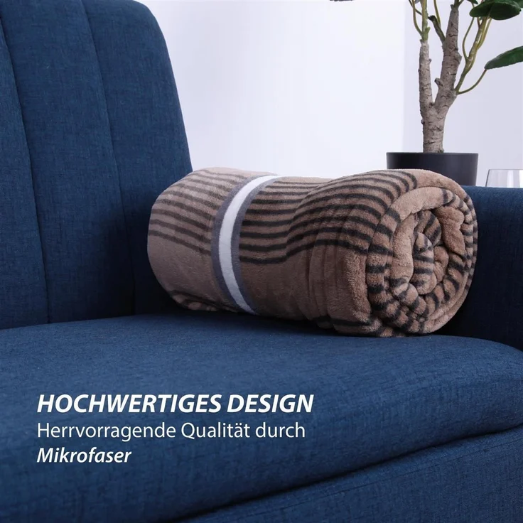 Mikrofaser Flauschdecke 150x200cm - Ornament Streifen 150x200cm – Bild 5