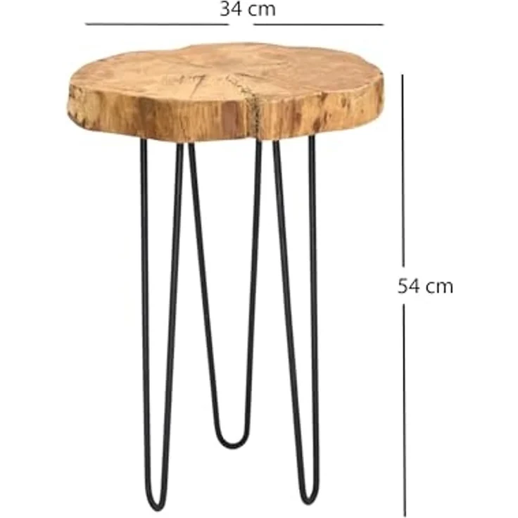 DESIGN DELIGHTS Beistelltisch BEISTELLTISCH "BAUMSCHEIBE", Holz, Metall, Ø 34 cm, Couchtisch – Bild 2