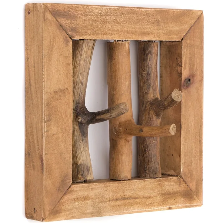 CREEDWOOD Wandgarderobe WANDGARDEROBE "LEONOR 25", Altholz massiv, 3 Haken, Äste Hakenleiste