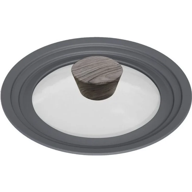 Topfdeckel aus Glas Universaldeckel ergonomischer Griff in Holzoptik für alle Herdarten 28-30-32 cm – Bild 1