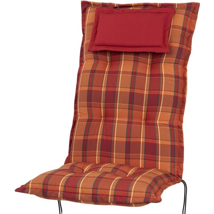 KETTtex Hochlehnerauflage Hochlehner Rom 2136 orange-rot kariert 123 x 50 x 9 cm KETTtex, (1 St) – Bild 4