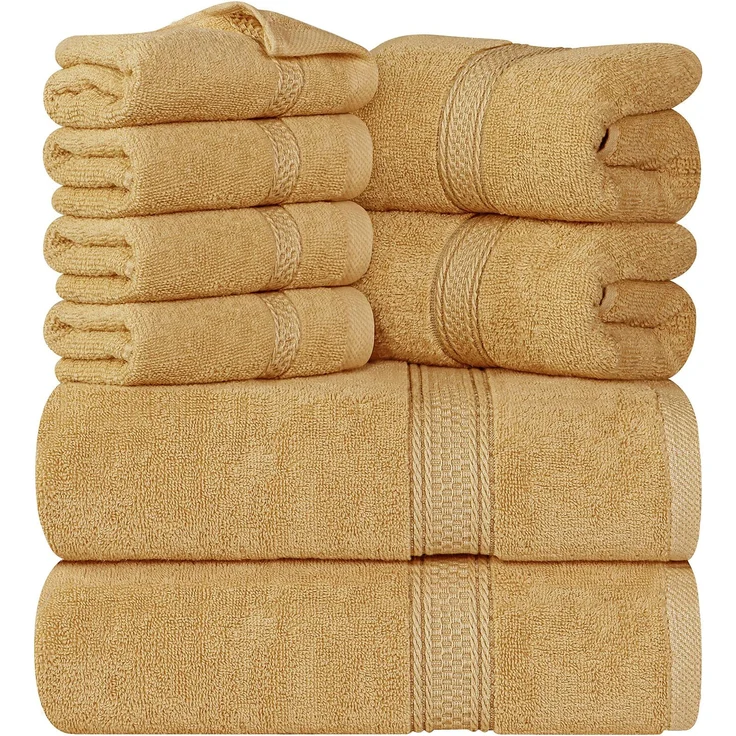 Utopia Towels 8 teilig Handtücher Set aus Baumwolle, Beige | 100% Baumwolle, mit Aufhänger, 2 Badetuch, 2 Handtücher, 4 Washclappen