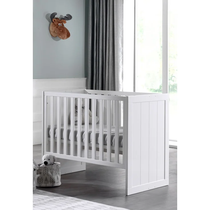 Babybett Karalynn 127x68x90 Gitterbett MDF Weiß – Bild 2