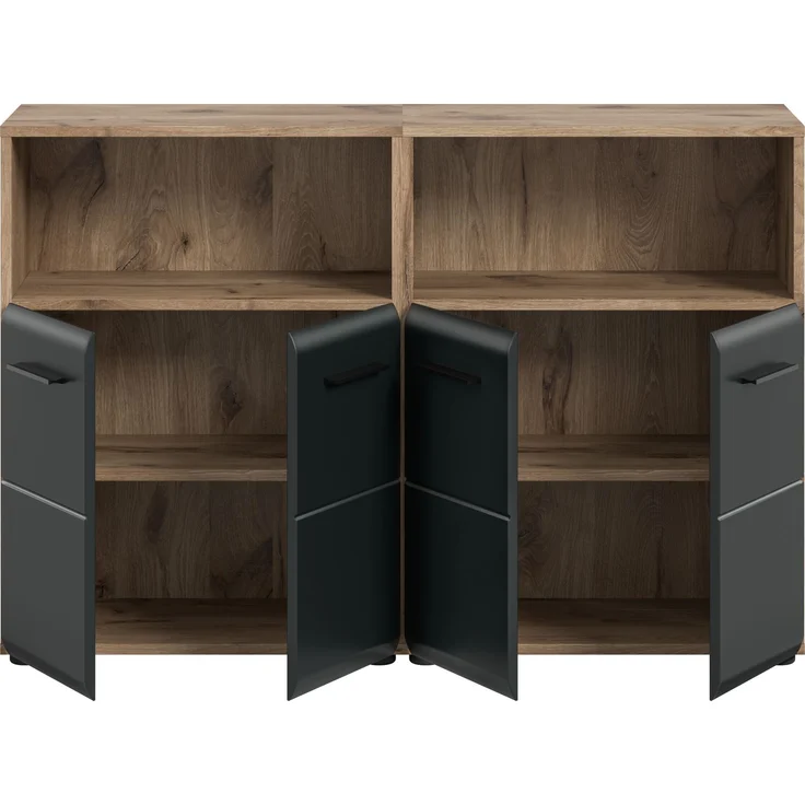Badkombination (B/H/T: 120x80x30 cm) in schwarz matt und Nox Oak Nachbildung – Bild 3