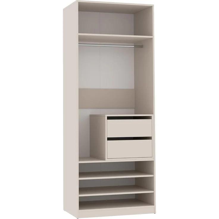 Marmex Möbel TRES SET 14C offener Modulschrank, Kleiderschrank mit Einlegeböden, Schubladencontainer, laminierte Spanplatte, graubeige cashmere, 80x206x51 cm – Bild 5