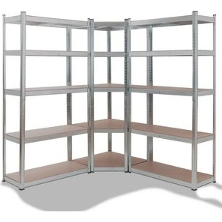 Arebos Schwerlastregal, Eckregal 180 x 90 x 40 cm, 180 x 70 x 70 cm, je 875 kg, Set 3-tlg, Stecksystem – Bild 6