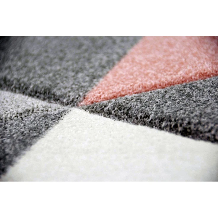 Carpetia Teppich Teppich Wohnzimmerteppich Dreieck rosa grau creme, rechteckig, Höhe: 13 mm – Bild 4