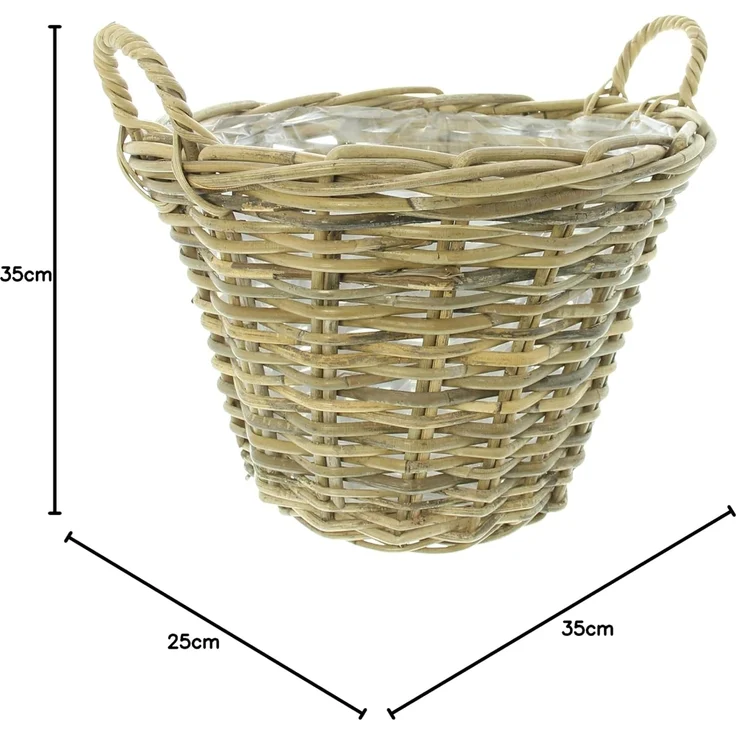 Pflanzkorb Spaltrattan Box Aufbewahrungskorb Schale Korb Flechtkorb Ø 35 cm – Bild 6