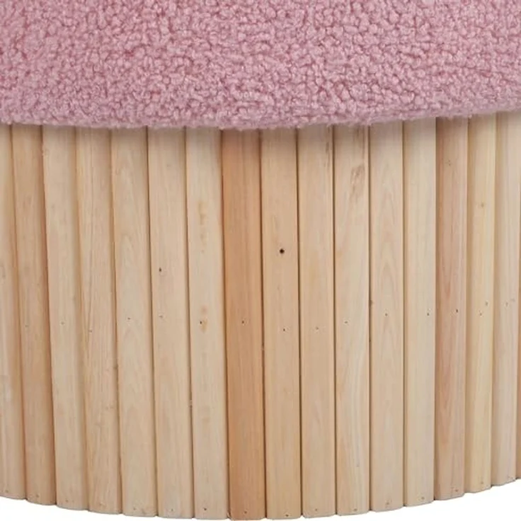 DRW Sitzsack mit Holzsockel, gepolstert in Rosa und Natur, 39 x 39 x 41 cm – Bild 5