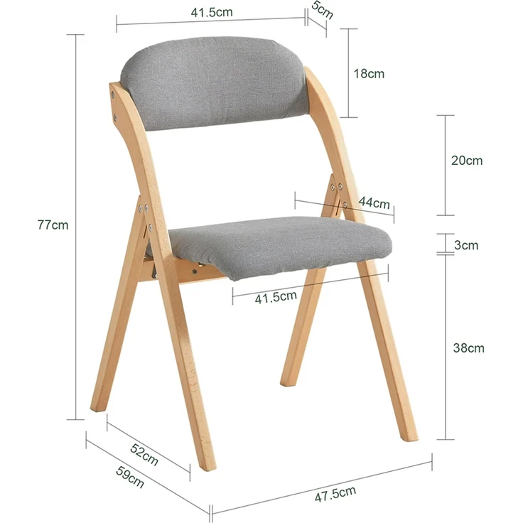 SoBuy FST92-N Klappstuhl, Stoff, Lackiert, Hellgrau, 41,5 x 77 x 52 cm – Bild 3